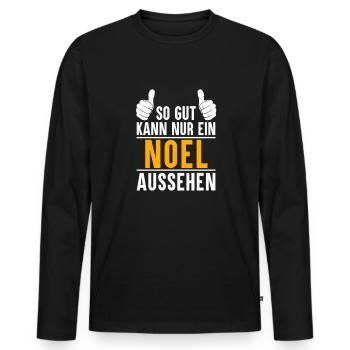 Noel Vorname Name Geschenk - Männer Premium Bio Langarmshirt - Schwarz - Vorne - Nico (187cm)