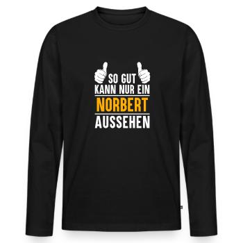 Norbert Vorname Name Geschenk - Männer Premium Bio Langarmshirt - Schwarz - Vorne - Nico (187cm)