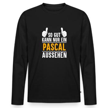 Pascal Vorname Name Geschenk - Männer Premium Bio Langarmshirt - Schwarz - Vorne - Nico (187cm)