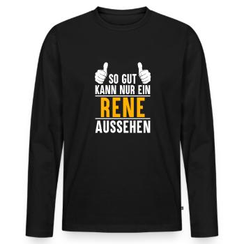 Rene Vorname Name Geschenk - Männer Premium Bio Langarmshirt - Schwarz - Vorne - Nico (187cm)