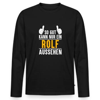 Rolf Vorname Name Geschenk - Männer Premium Bio Langarmshirt - Schwarz - Vorne - Nico (187cm)