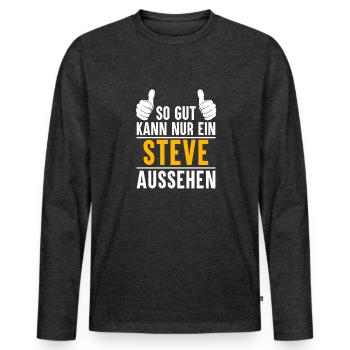 Steve Vorname Name Geschenk - Männer Premium Bio Langarmshirt - Anthrazit meliert - Vorne - Nico (187cm)