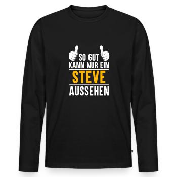 Steve Vorname Name Geschenk - Männer Premium Bio Langarmshirt - Schwarz - Vorne - Nico (187cm)