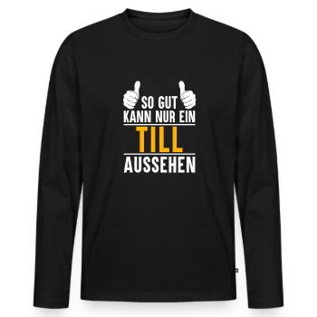 Till Vorname Name Geschenk - Männer Premium Bio Langarmshirt - Schwarz - Vorne - Nico (187cm)