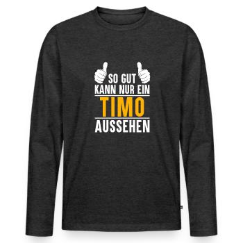 Timo Vorname Name Geschenk - Männer Premium Bio Langarmshirt - Anthrazit meliert - Vorne - Nico (187cm)