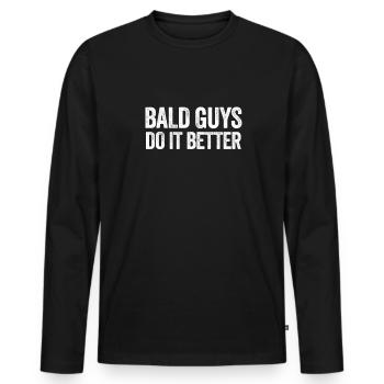 Glatze Keine Haare Frisur Glatzen Glatzkopf - Männer Premium Bio Langarmshirt - Schwarz - Vorne - Nico (187cm)