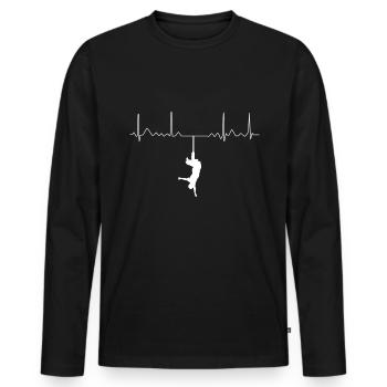 Saut à l’élastique Heartbeat Pulse ECG - T-shirt manches longues Premium bio Homme - noir - Devant - Nico (187cm)