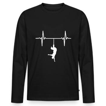 Herzschlag Bungee Jumping - Männer Premium Bio Langarmshirt - Schwarz - Vorne - Nico (187cm)
