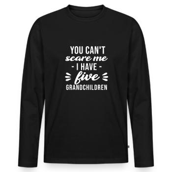 Cinq petits-enfants Grand-mère Grand-père Cadeau Grands-parents 5 - T-shirt manches longues Premium bio Homme - noir - Devant - Nico (187cm)