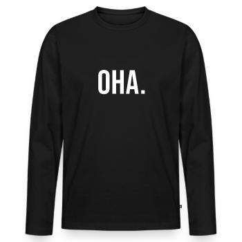 Oha - Männer Premium Bio Langarmshirt - Schwarz - Vorne - Nico (187cm)