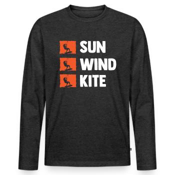 Kite Kitesurfen Kiteboard - Männer Premium Bio Langarmshirt - Anthrazit meliert - Vorne - Nico (187cm)