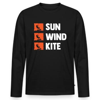 Kite Kitesurf Kiteboard - T-shirt manches longues Premium bio Homme - noir - Devant - Nico (187cm)