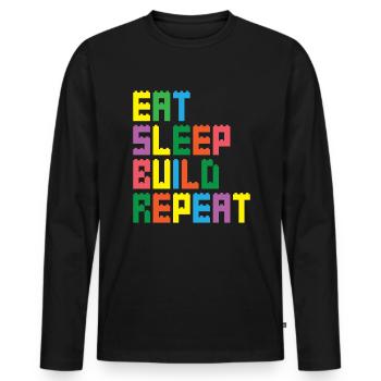 Kinder Bausteine Ziegel Spielzeug Klemmbausteine - Männer Premium Bio Langarmshirt - Schwarz - Vorne - Nico (187cm)