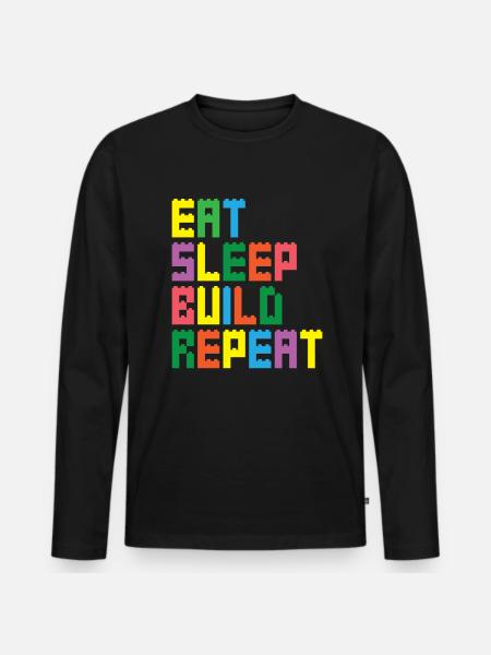 Kinder Bausteine Ziegel Spielzeug Klemmbausteine - Männer Premium Bio Langarmshirt - Schwarz