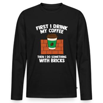 Maurer Maurermeister Mauerwerk Bricklayer Mason - Men's Premium Organic Long Sleeve Shirt - black - Front - Nico (187cm)