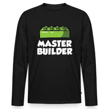 Kinder Bausteine Ziegel Spielzeug Klemmbausteine - Männer Premium Bio Langarmshirt - Schwarz - Vorne - Nico (187cm)