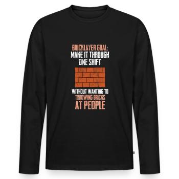 Maçon - T-shirt manches longues Premium bio Homme - noir - Devant - Nico (187cm)