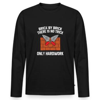 Motif maçon à la truelle pour les artisans - T-shirt manches longues Premium bio Homme - noir - Devant - Nico (187cm)