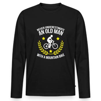Mountainbike MTB Dowbhill Fahrrad Rad Radfahrer - Männer Premium Bio Langarmshirt - Schwarz - Vorne - Nico (187cm)