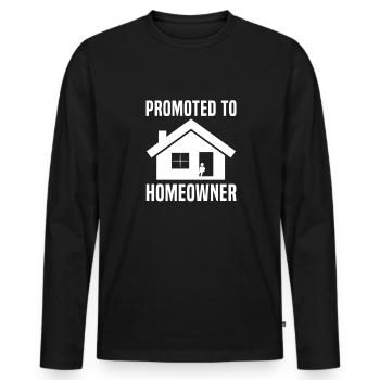 Client Propriétaire Cérémonie d’achèvement Propriétaire - T-shirt manches longues Premium bio Homme - noir - Devant - Nico (187cm)