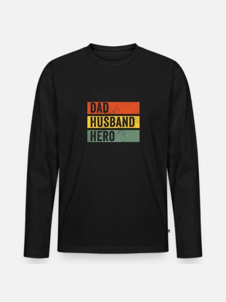Papa Husband Hero - Men's Premium Organic Long Sleeve Shirt - black