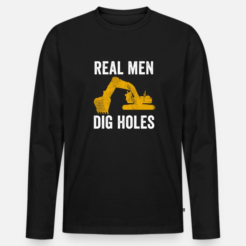 Bagger Bauarbeiter Baggerfahrer Baumaschine Job - Männer Premium Bio Langarmshirt - Schwarz