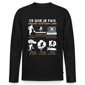 Basket temps libre Cadeau Homme Basketteur - T-shirt manches longues Premium bio Homme - noir - Devant - Nico (187cm)