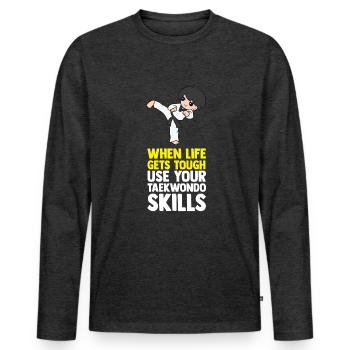 Taekwondo Kampfsport Geschenkidee Tae Kwon Do - Männer Premium Bio Langarmshirt - Anthrazit meliert - Vorne - Nico (187cm)