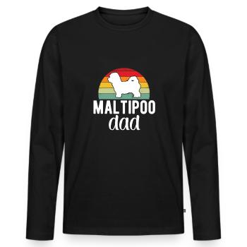 Maltipoo Familienhund Geschenk - Männer Premium Bio Langarmshirt - Schwarz - Vorne - Nico (187cm)