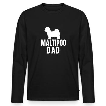Maltipoo Familienhund Geschenk - Männer Premium Bio Langarmshirt - Schwarz - Vorne - Nico (187cm)