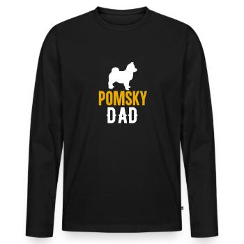 Pomsky Papa propriétaire de chien race chien Pomsky - T-shirt manches longues Premium bio Homme - noir - Devant - Nico (187cm)
