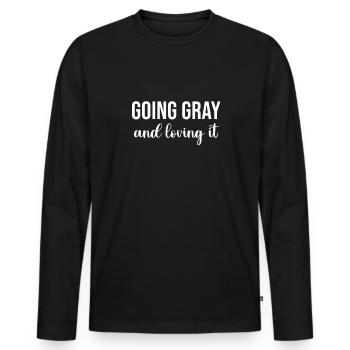 Cheveux gris disant Cheveux gris - T-shirt manches longues Premium bio Homme - noir - Devant - Nico (187cm)