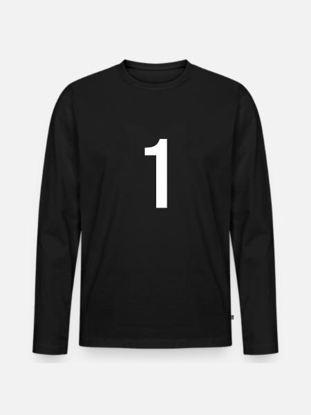 1 Zahlenbuchstabensymbol Alphabet Initiale - Männer Premium Bio Langarmshirt - Schwarz