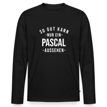 Pascal Name Spruch Geschenk Vorname Pascal - Männer Premium Bio Langarmshirt - Schwarz - Vorne - Nico (187cm)