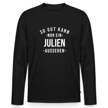 Julien Name Spruch Geschenk Vorname Julien - Männer Premium Bio Langarmshirt - Schwarz - Vorne - Nico (187cm)