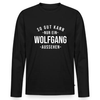 Wolfgang Name Spruch Geschenk Vorname Wolfgang - Männer Premium Bio Langarmshirt - Schwarz - Vorne - Nico (187cm)