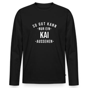 Kai Name Spruch Geschenk Vorname Kai - Männer Premium Bio Langarmshirt - Schwarz - Vorne - Nico (187cm)