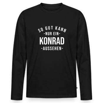 Konrad Name Spruch Geschenk Vorname Konrad - Männer Premium Bio Langarmshirt - Schwarz - Vorne - Nico (187cm)