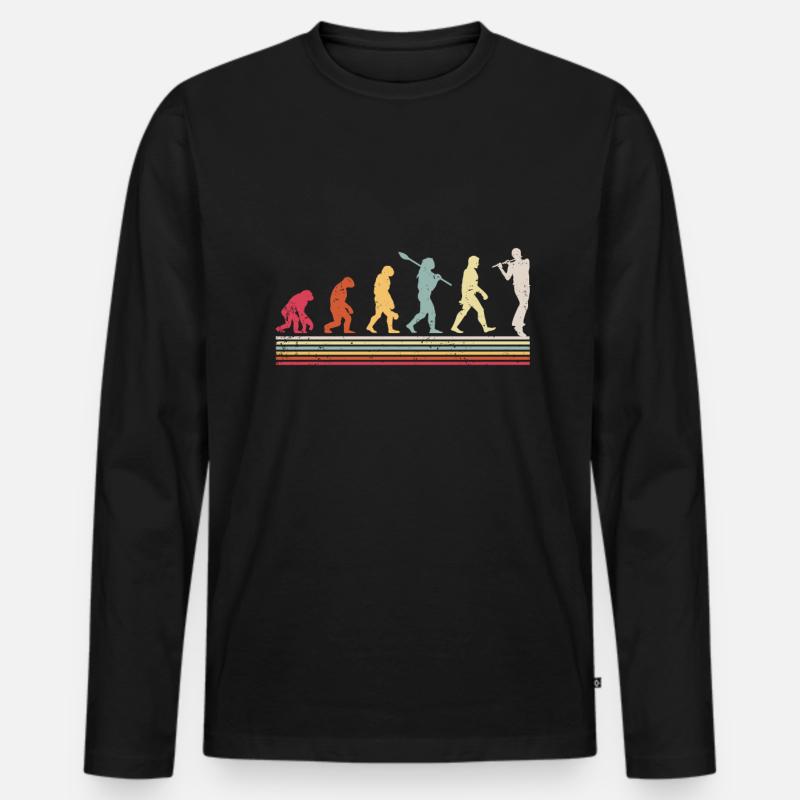 Flöte - Männer Premium Bio Langarmshirt - Schwarz