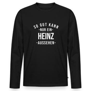 Heinz Name Spruch Geschenk Vorname Heinz - Männer Premium Bio Langarmshirt - Schwarz - Vorne - Nico (187cm)