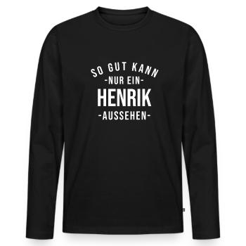 Henrik Name Spruch Geschenk Vorname Henrik - Männer Premium Bio Langarmshirt - Schwarz - Vorne - Nico (187cm)