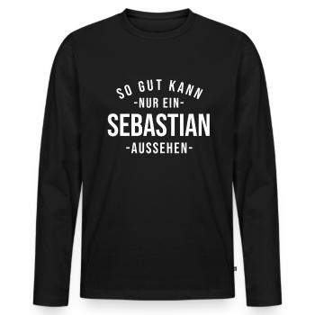 Sebastian Name Spruch Geschenk Vorname Sebastian - Männer Premium Bio Langarmshirt - Schwarz - Vorne - Nico (187cm)
