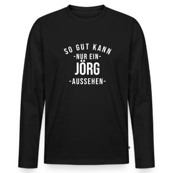Jörg Name Spruch Geschenk Vorname Jörg - Männer Premium Bio Langarmshirt - Schwarz - Vorne - Nico (187cm)