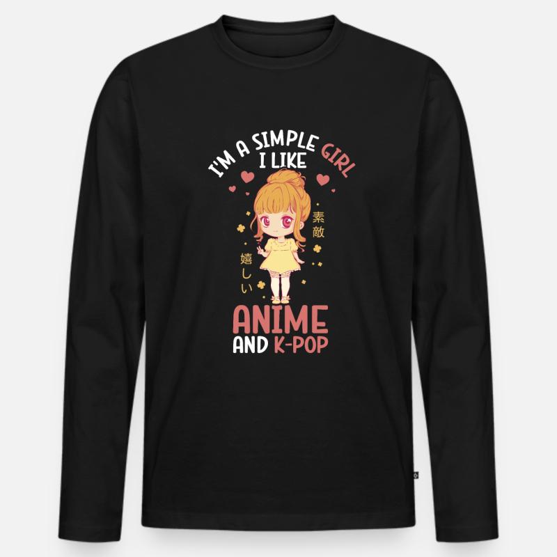 Anime K-Drama - Männer Premium Bio Langarmshirt - Schwarz