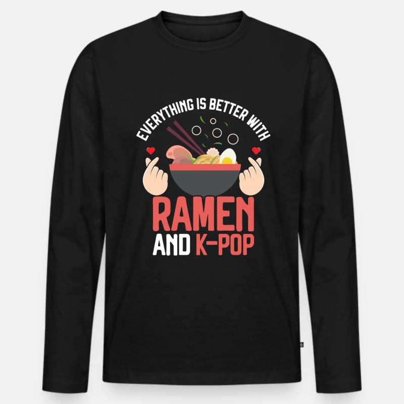 Ramen K-Pop - Männer Premium Bio Langarmshirt - Schwarz