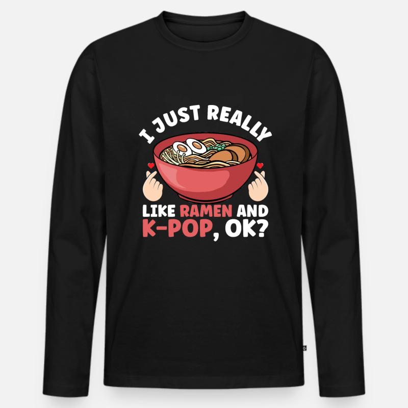 Ramen K-Pop - Männer Premium Bio Langarmshirt - Schwarz