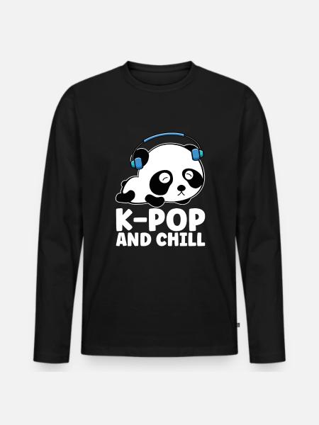 K-Pop Panda - Men's Premium Organic Long Sleeve Shirt - black