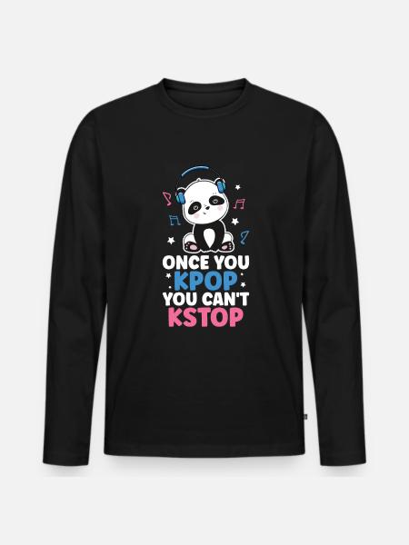 K-Pop Panda - Men's Premium Organic Long Sleeve Shirt - black