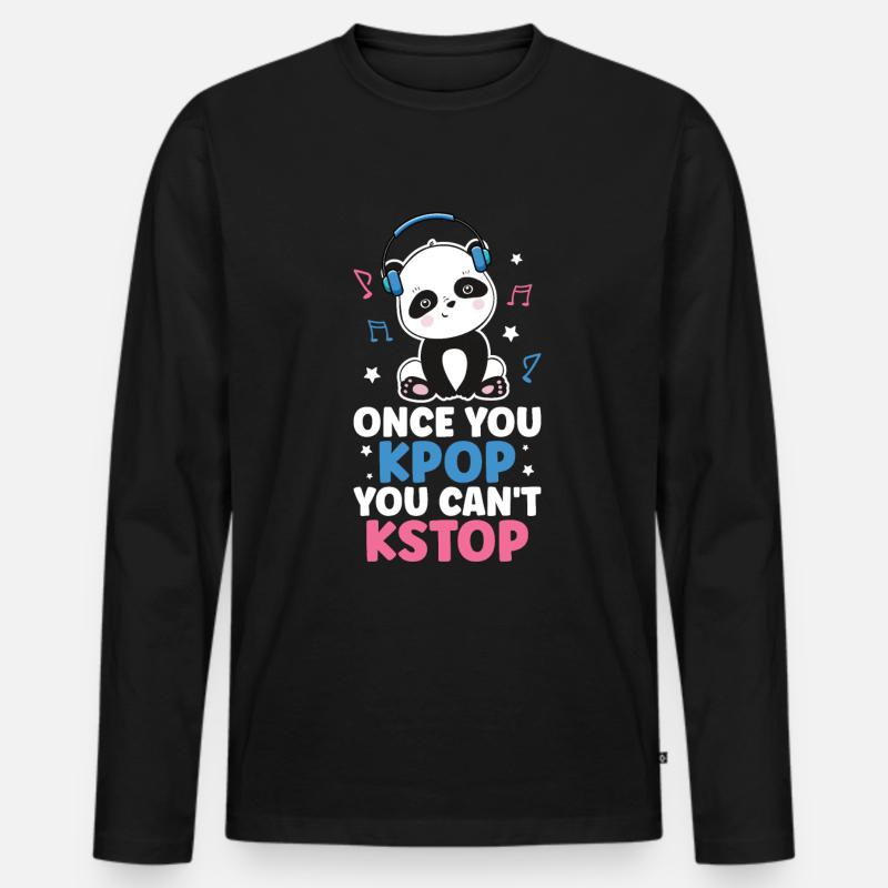 K-Pop Panda - Männer Premium Bio Langarmshirt - Schwarz