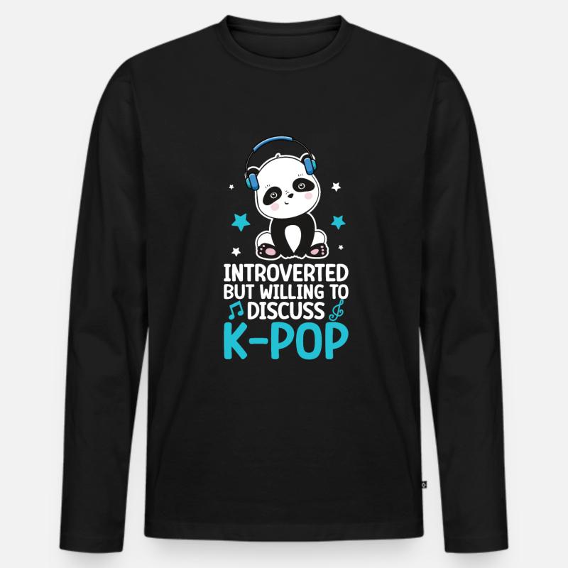 K-Pop Panda - T-shirt manches longues Premium bio Homme - noir